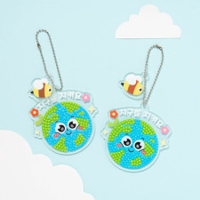 민화샵 지구 보석십자수 키링