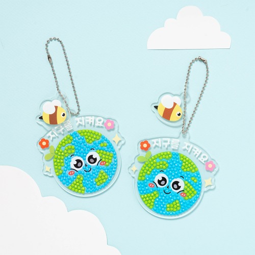 민화샵 지구 보석십자수 키링