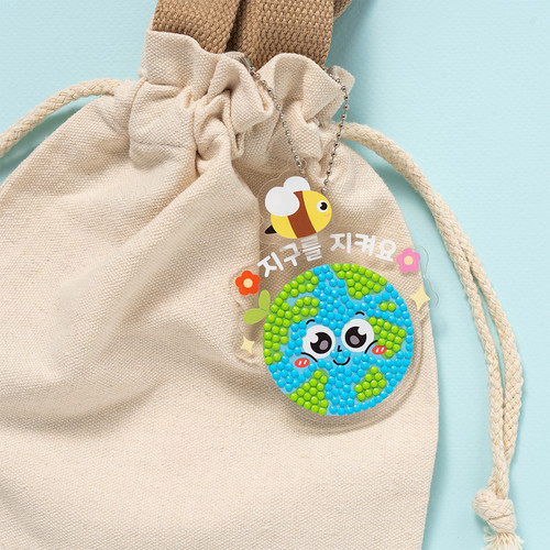 민화샵 지구 보석십자수 키링